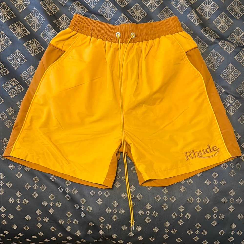 Rhude Yellow Swim Shorts Elastic Waist